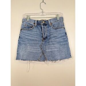 Aeropostale Womens Jean Skirt 4 Y2K Frayed Hem Distressed Denim Boho Festival